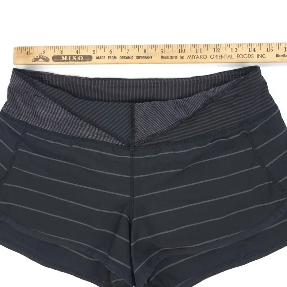 LULULEMON Run Speed Short Slalom Stripe Black Running Athleisure Sporty Gorpcore